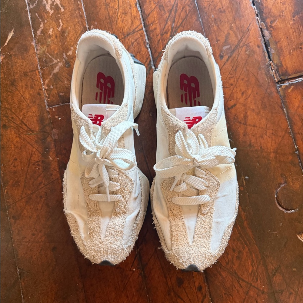 New Balance Off-White/Cream Suede & Canvas Sneakers